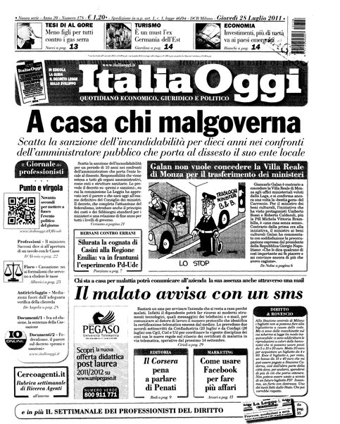 Italia oggi : quotidiano di economia finanza e politica